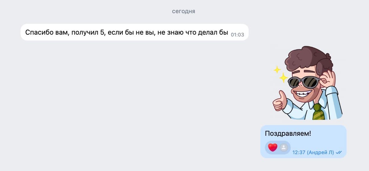 Отзыв: получил пятёрку за работу